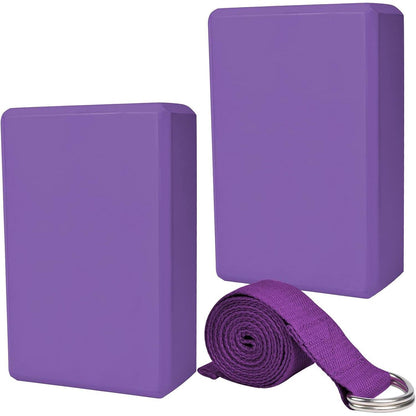 Yoga-Set: 2Er Yoga Block & 1Er 1.8 M Baumwoll Yogagurt