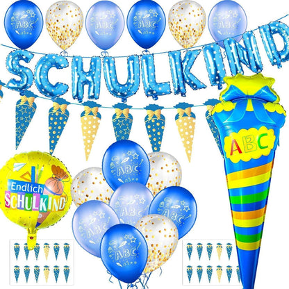 Einschulung Deko Set Jungen ABC Luftballon Zuckertüte