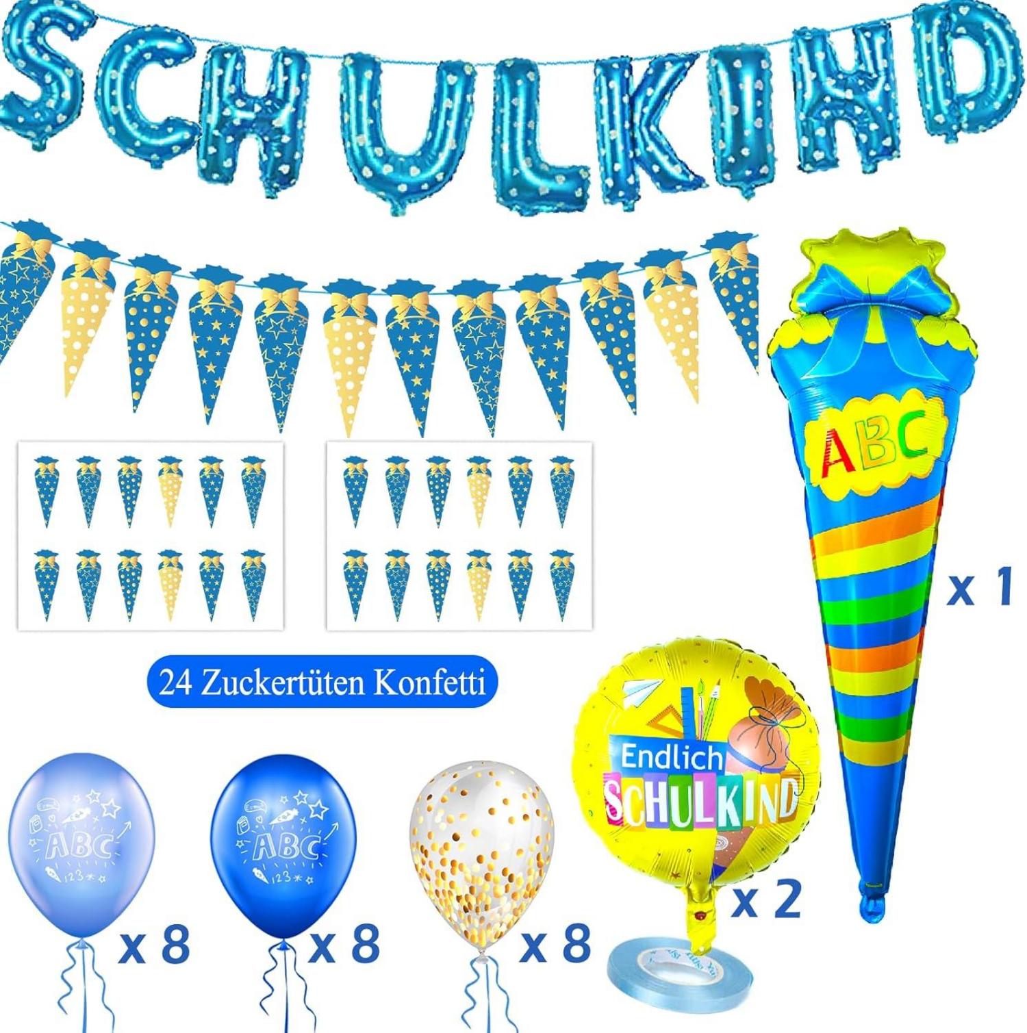 Einschulung Deko Set Jungen ABC Luftballon Zuckertüte