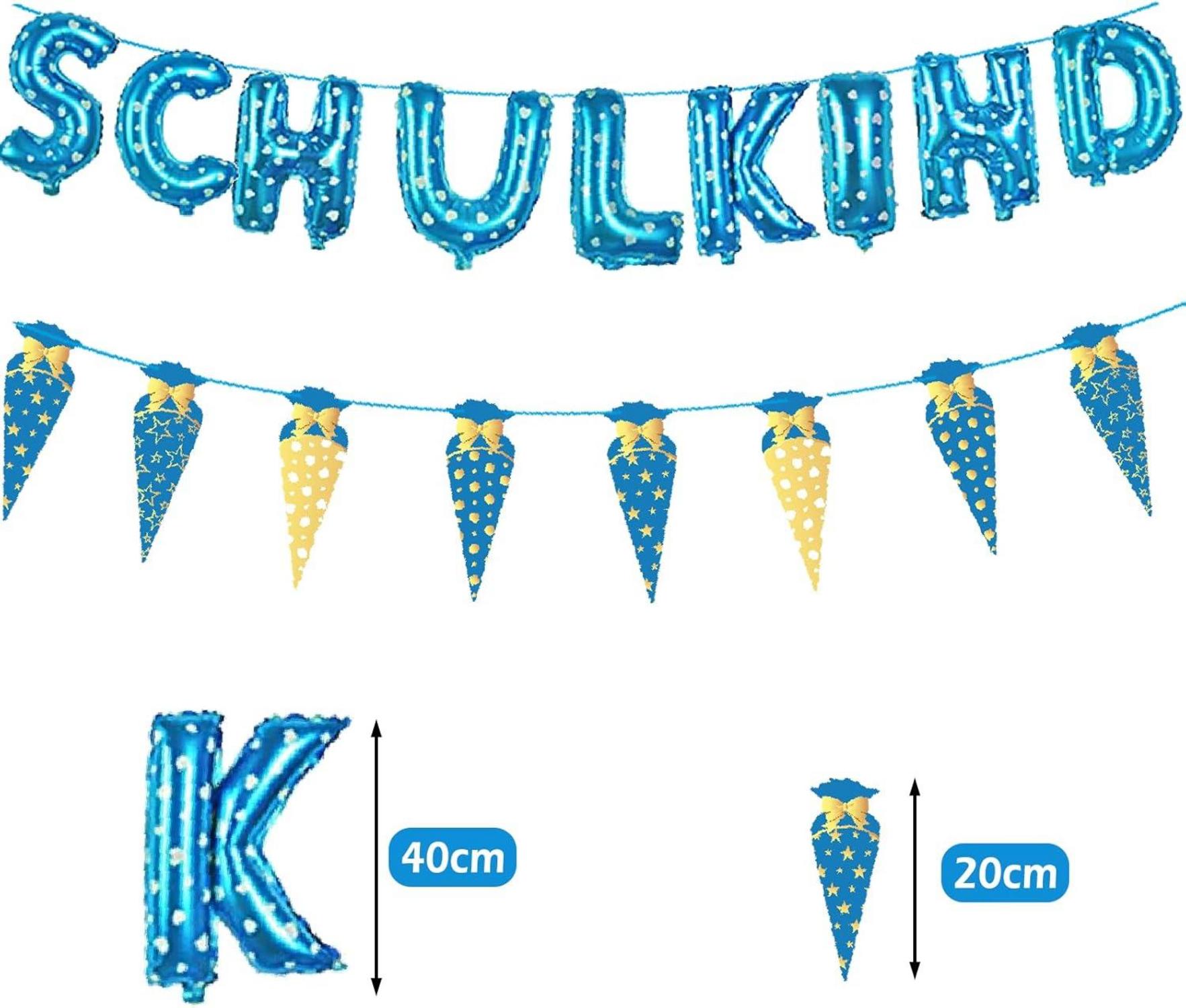 Einschulung Deko Set Junge ABC 123 Luftballon Girlande Zuckertüten