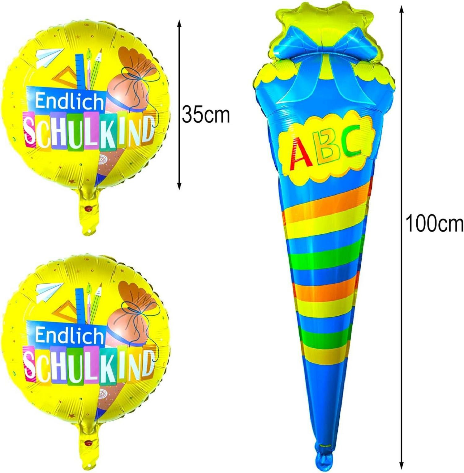 Einschulung Deko Set Junge ABC Luftballon Schulkind Girlande Zuckertüten Banner