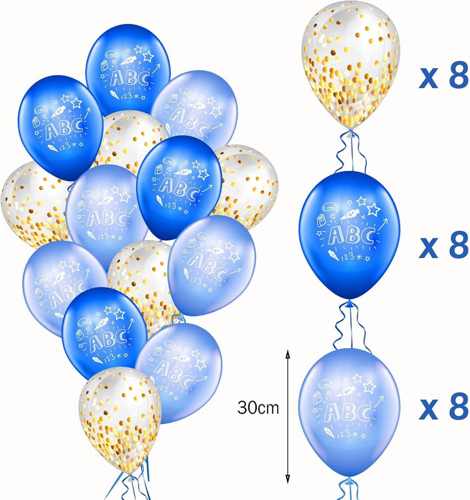 Einschulung Deko Set Junge ABC 123 Luftballon Girlande Zuckertüte Banner