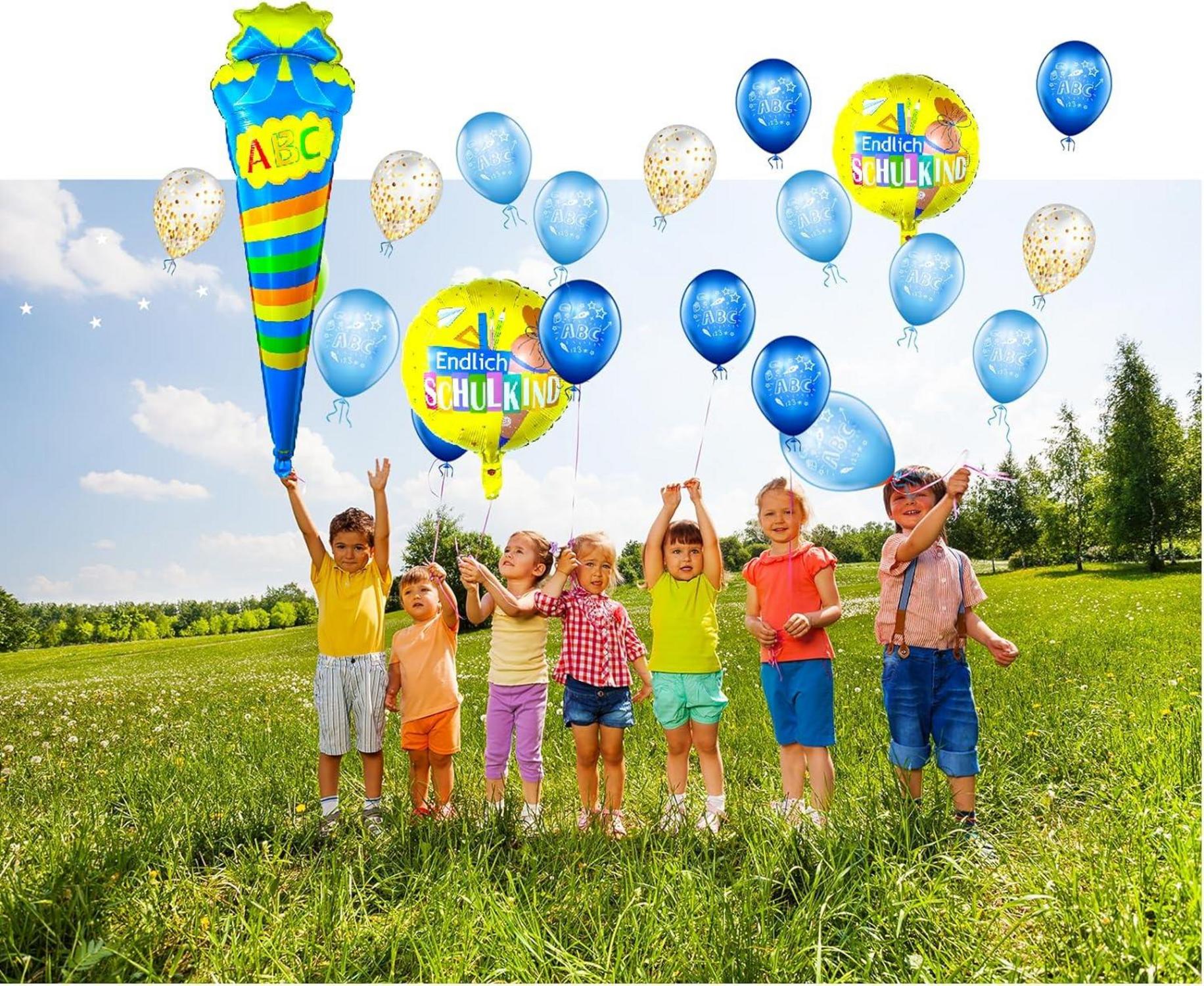 Einschulung Deko Set Junge ABC 123 Zuckertüte Luftballon Girlande