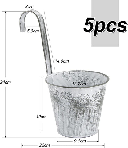 5er Set Balkon Hängetöpfe Metall Pflanztopf Kräuter
