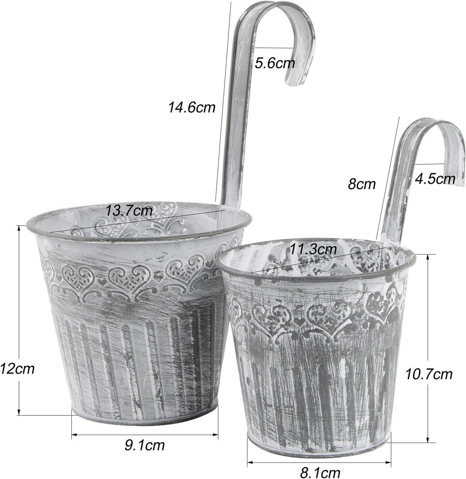 5er Set Balkon Hängetöpfe Metall Pflanztopf Blumentopf Haken 12cm