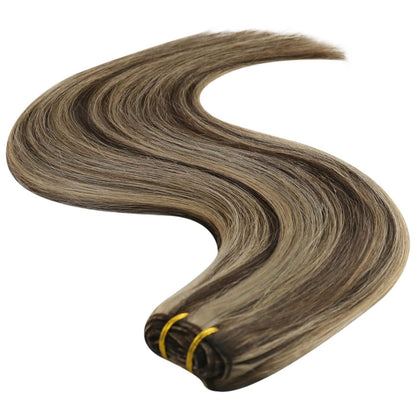 Echthaar Tressen Dunkelbraun 40cm - Invisible Weft Extensions