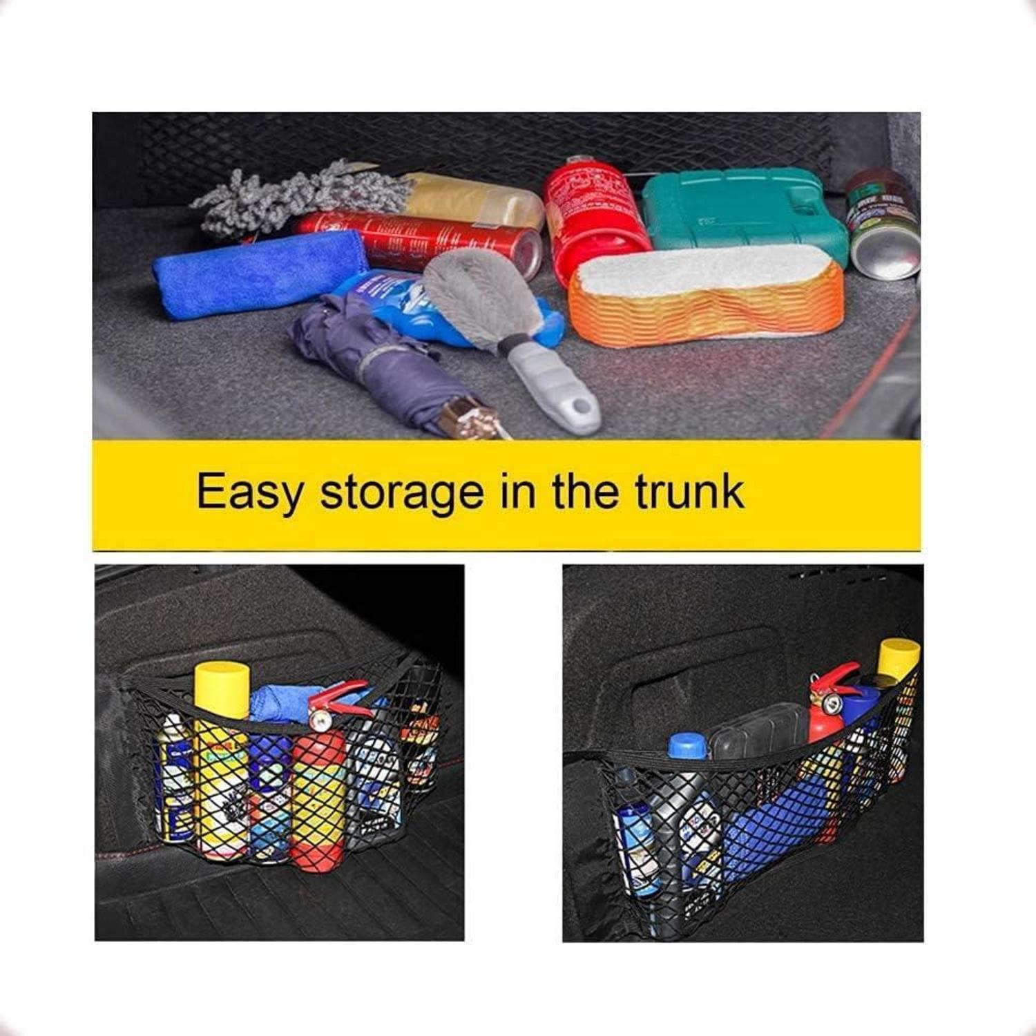 Auto Kofferraum Netztasche 4-teilig, 30 x 25cm, Elastisch Aufbewahrung Netz mit Klettverschluss