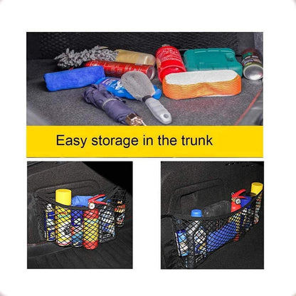 Auto Kofferraum Netztasche 4-teilig, 30 x 25cm, Elastisch Aufbewahrung Netz mit Klettverschluss