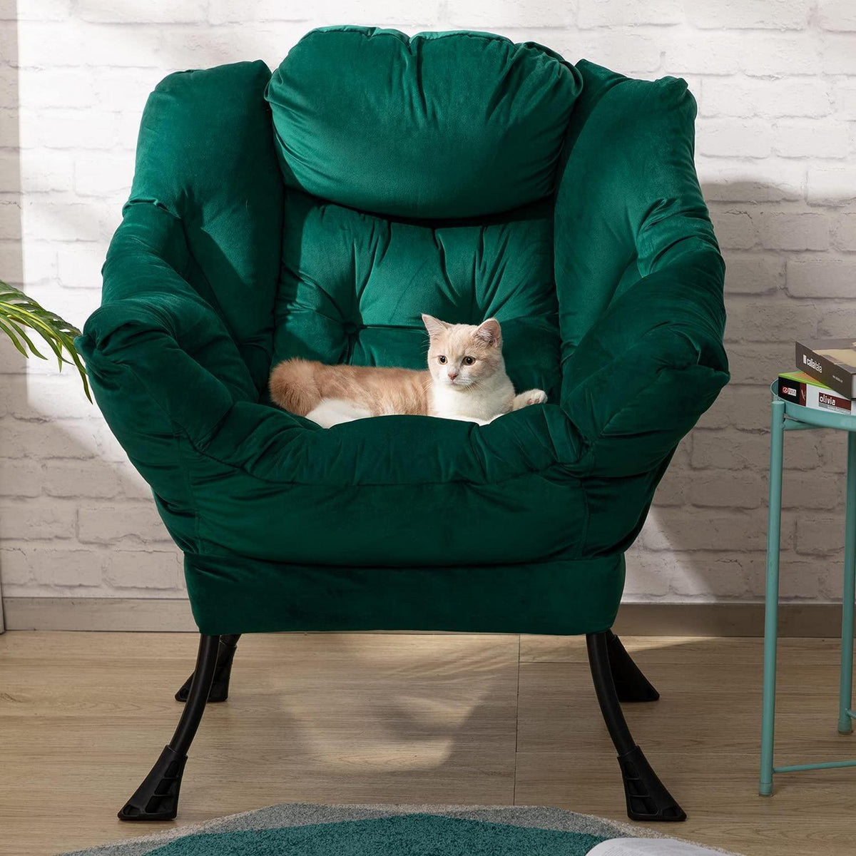 Ohrensessel Samtgrün – Bequemer Relaxsessel für Wohnzimmer