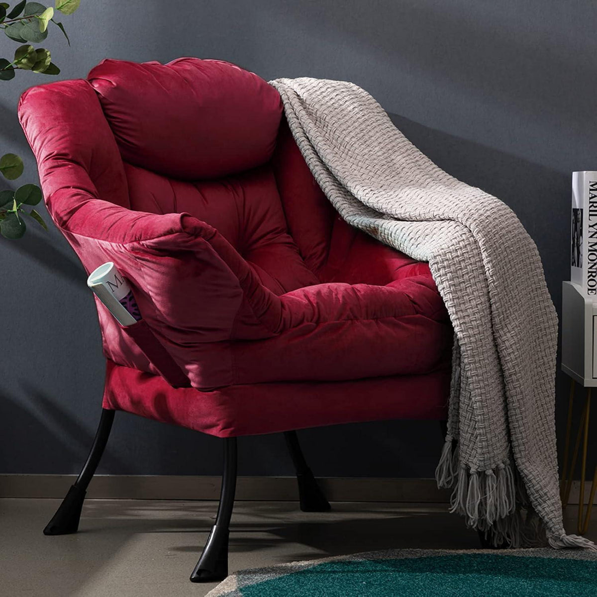 Relaxsessel Ohrensessel Samt Rot – Bequemer Lesesessel