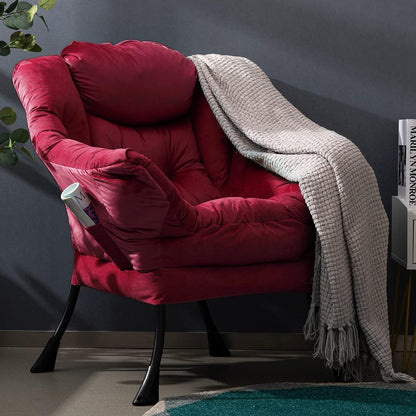 Relaxsessel Ohrensessel Samt Rot – Bequemer Lesesessel