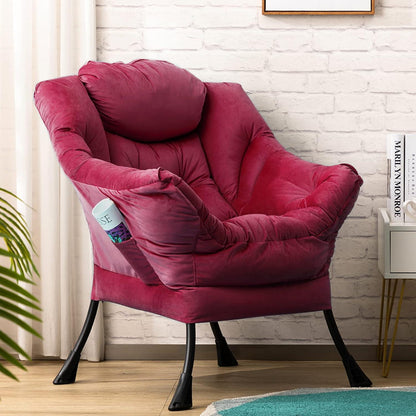Relaxsessel Ohrensessel Samt Rot – Bequemer Lesesessel