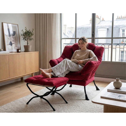 Relaxsessel Ohrensessel Samt Rot – Bequemer Lesesessel