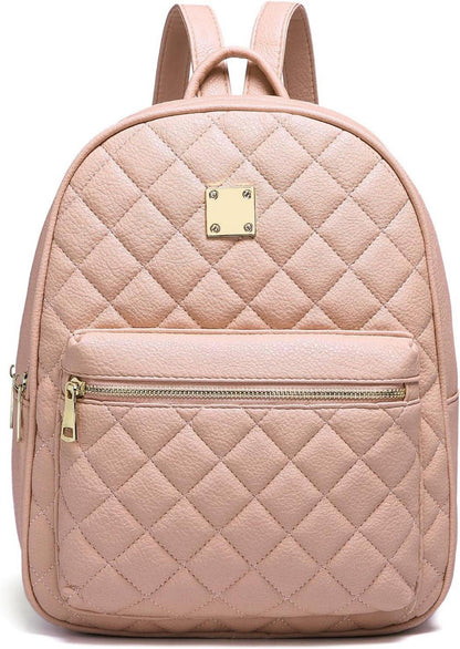 Damen Rucksack PU Leder Klein Elegant Lingge Design Beige