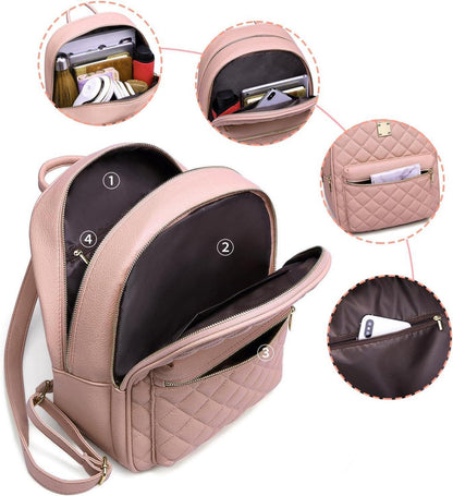 Myhozee Damen Rucksack Klein PU Leder Daypack Elegant Schwarz