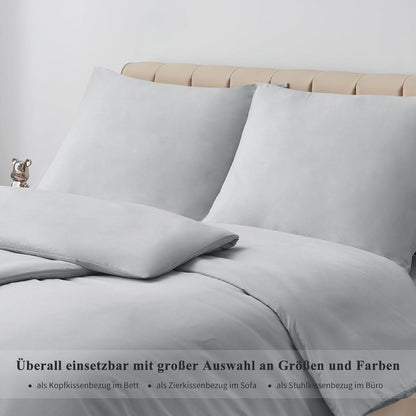 Kissenbezug 50x50 Hellgrau 2er Set Mikrofaser Reißverschluss
