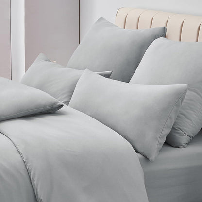 Kissenbezug 50x50 Hellgrau 2er Set Mikrofaser Reißverschluss