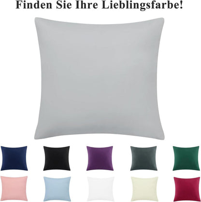 Kissenbezug 50x50 Hellgrau 2er Set Reißverschluss Mikrofaser Soft