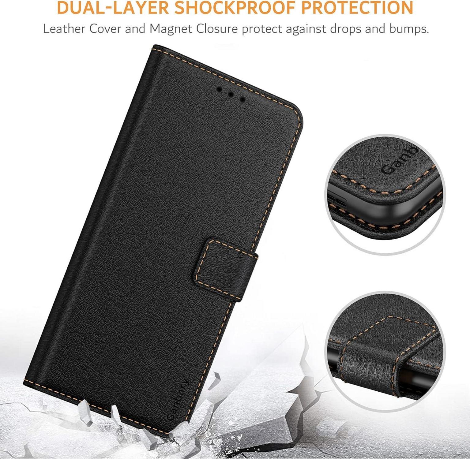 Leder Handyhülle Xiaomi Redmi Note 10 5G Poco M3 Pro 5G Flipcase Schwarz