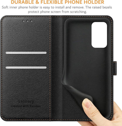 Leder Handyhülle Xiaomi Redmi Note 10 5G Poco M3 Pro 5G Schwarz