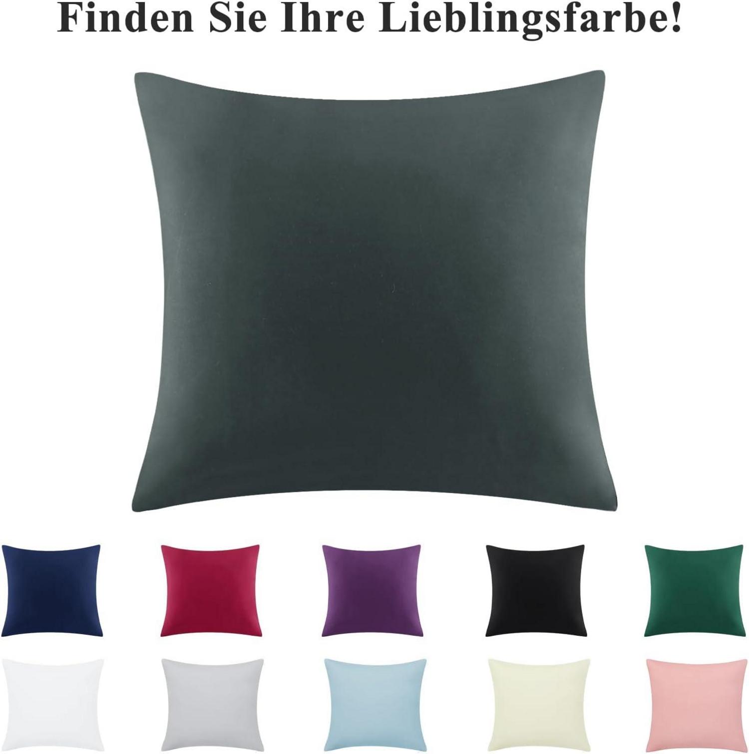 2er Set Kissenbezüge 50x50 Anthrazit Mikrofaser Weich Reißverschluss