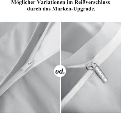 Kissenbezug 40x40 2er Set Hellgrau Mikrofaser Weich Reißverschluss