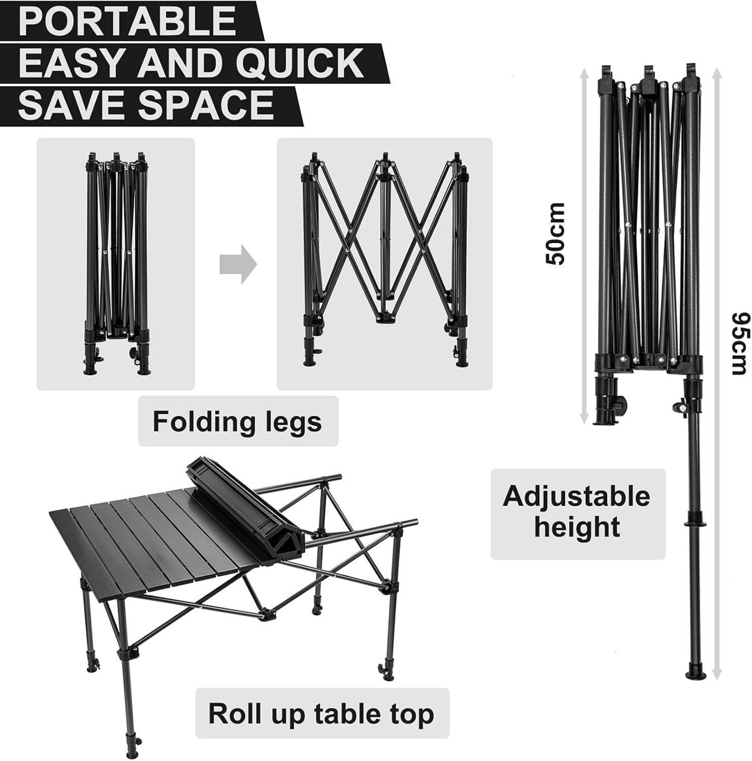 Klapptisch Aluminium Campingtisch Beistelltisch Outdoor 95x55cm