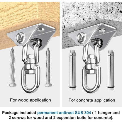 Deckenhaken Edelstahl 450kg 360° drehbar für Hängesessel (2 Stück)