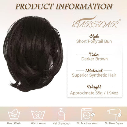 Haarteil Haarknoten-Pferdeschwanz-Verlängerung Dunkles Braun 20cm