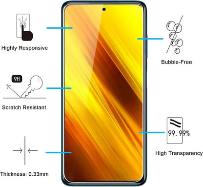 Panzer Schutzglas Xiaomi Poco X3 3 Stück 9H Härte