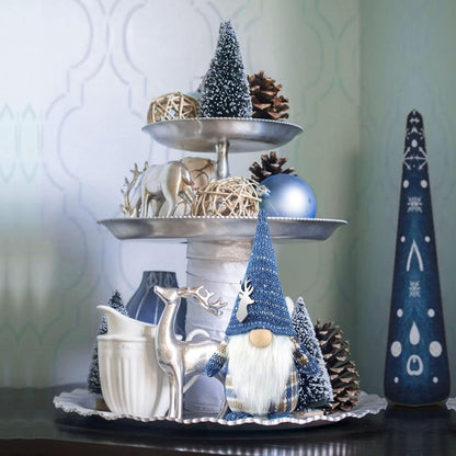 Gehydy Weihnachtswichtel Wichtel Figur Weihnachtsdeko Geweih Zubehör 33cm Blau