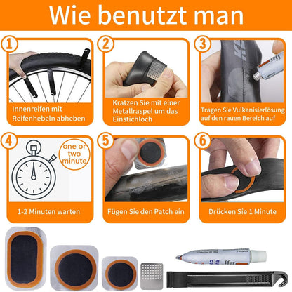 Flickzeug Reparaturset für Fahrradreifen mit Aufbewahrungsbox