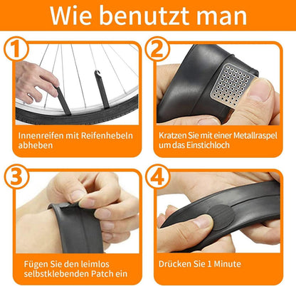 Reifen Flickzeug Reparaturset mit Aufbewahrungsbox - Hochleistungs-Fahrrad-Patch-Kit
