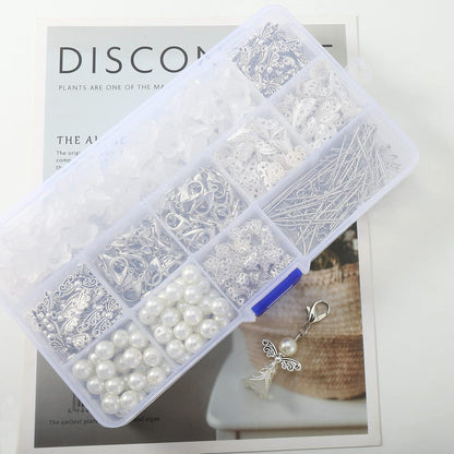 50er Set Schlüsselanhänger Schutzengel selber machen Bastelset DIY Hochzeit Geburtstag Taufe Konfirmation Perlenengel Charme Engel Anhänger Kit