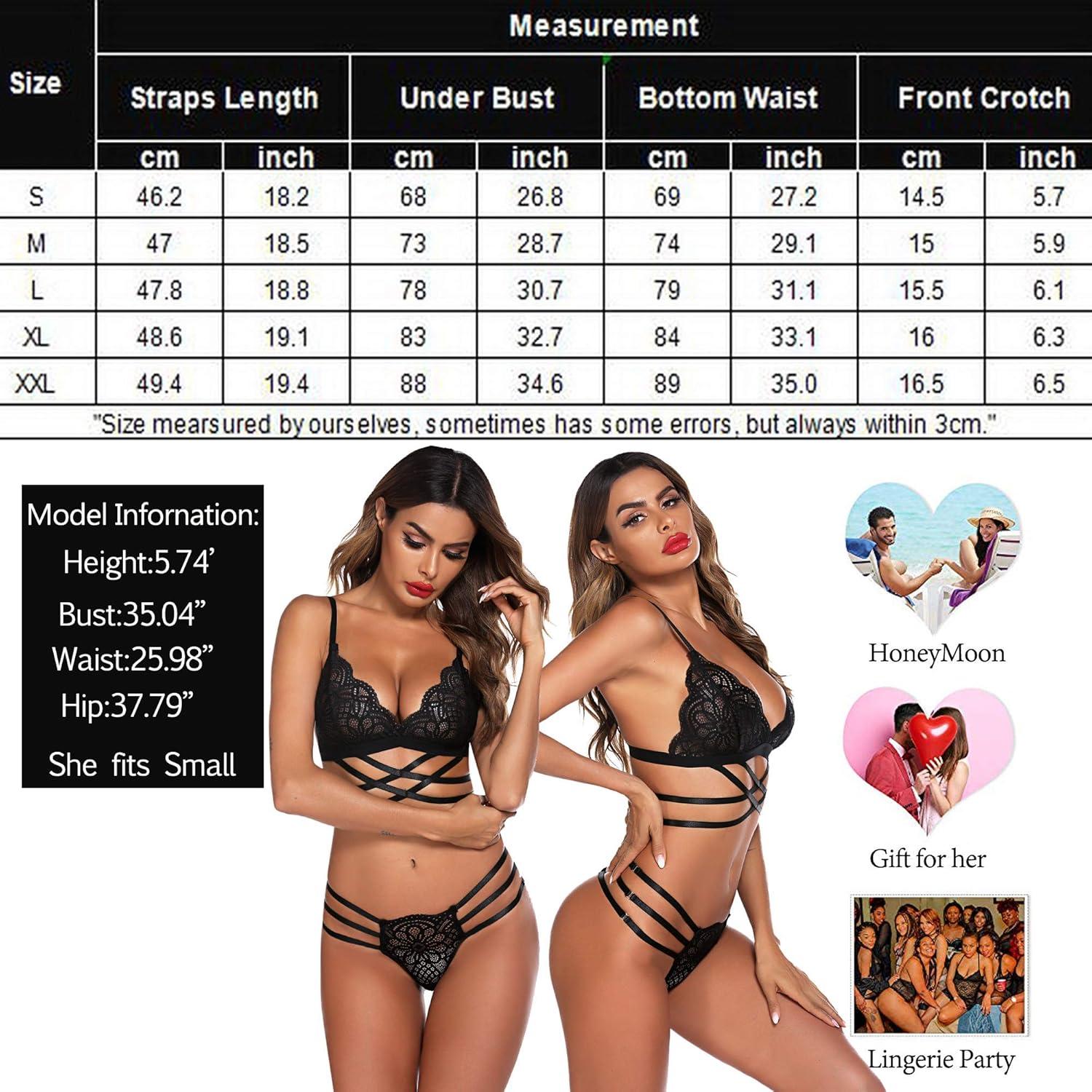 Avidlove Damen Dessous Set Spitze Reizwäsche Schwarz S BH und Slip