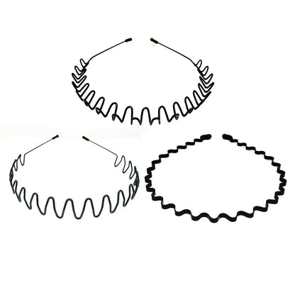 3er Set Schwarz Metall Stirnbänder für Damen Herren Yoga