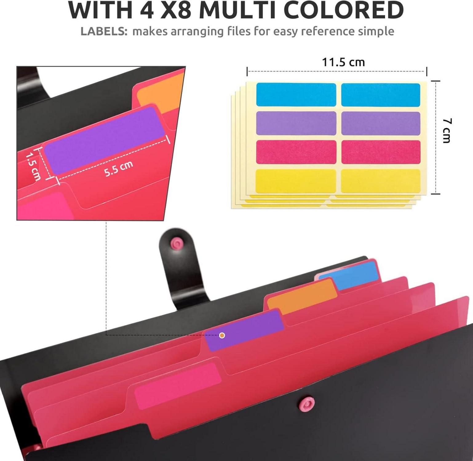 Fächermappe A4 Ordnungsmappe 4er Pack 5 Taschen Dokumentenmappe mit