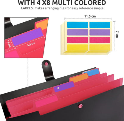 Fächermappe A4 Ordnungsmappe 4er Pack 5 Taschen Dokumentenmappe mit