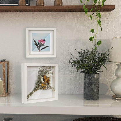 Shampsen 3D Bilderrahmen Weiß Holz Shadow Box 20x20 und 17x17 mit