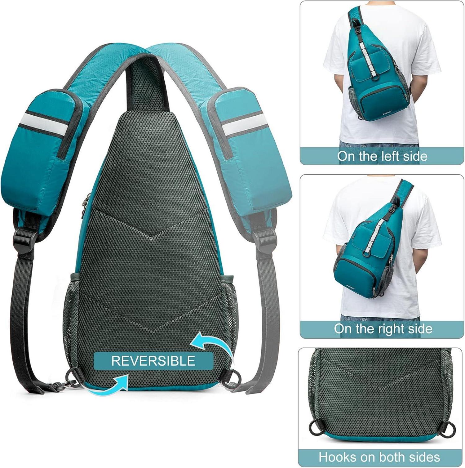 Leichter Brusttasche Schulterrucksack Crossbody 10L Blaugrün