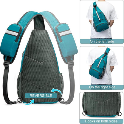 Leichter Brusttasche Schulterrucksack Crossbody 10L Blaugrün