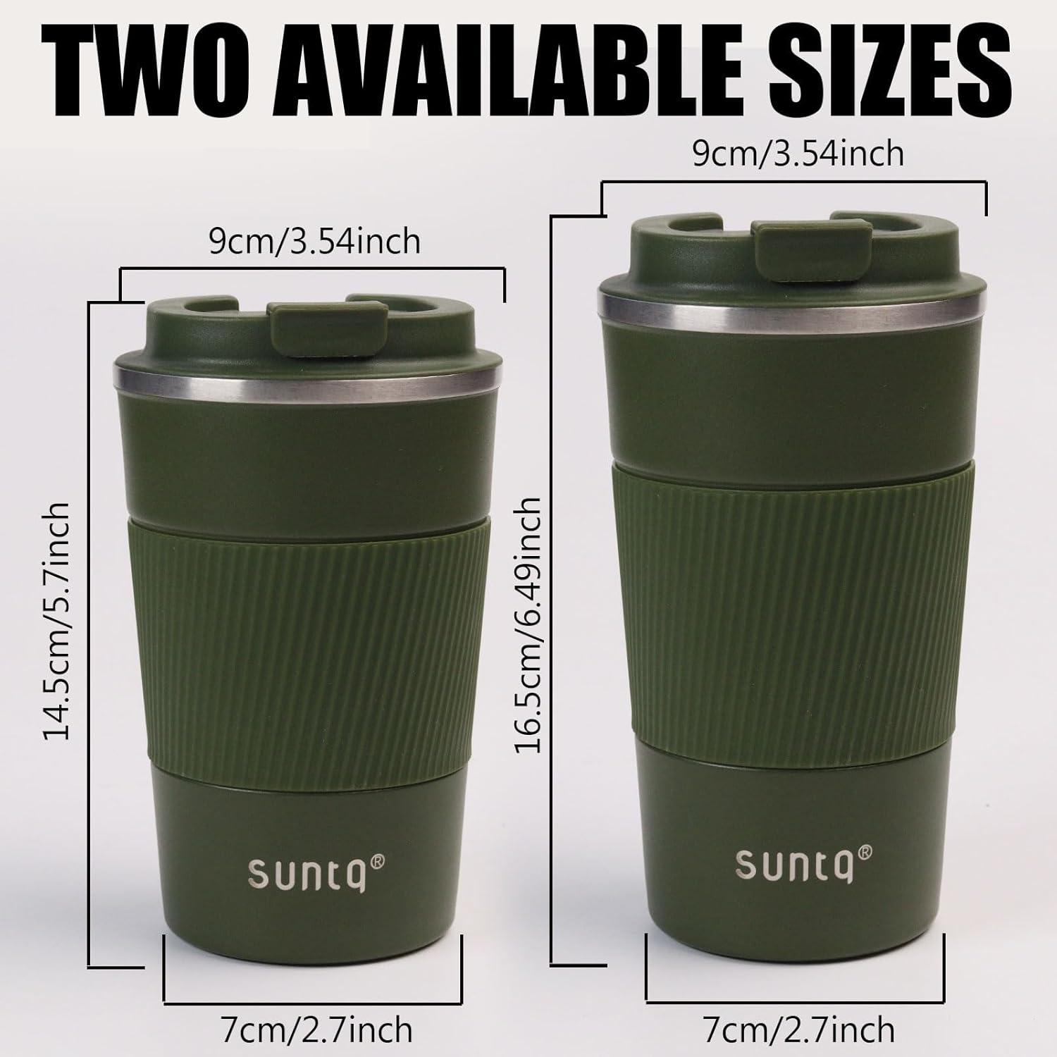 SUNTQ Kaffeebecher Thermo Edelstahl Isoliert Auslaufsicher 510ml Grün