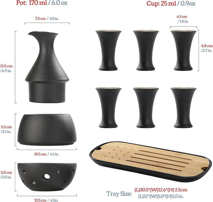 Japanisches Sake Geschenkset mit Karaffe, Becher und Tablett