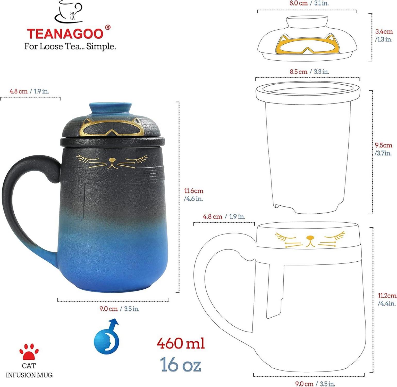 TEANAGOO Teetasse Set 460ml japanische Tasse mit Sieb und Deckel, Farbverlauf