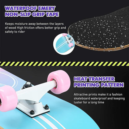 Komplettes Skateboard 31" Pink - 8 Lagen Ahorn, ABEC-11 Kugellager