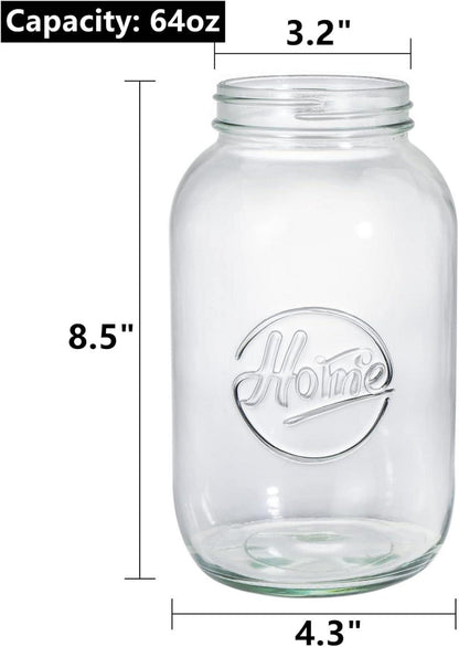 Peohud 3 Stück Mason Jars 2L Einmachgläser breite