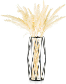 Glasblumenvase mit Metallständer und Kristallglas, schwarz, 27cm