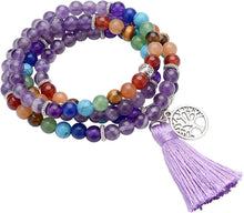 Edelstein Mala Kette 7 Chakra Buddha Gebetskette Healing Yoga