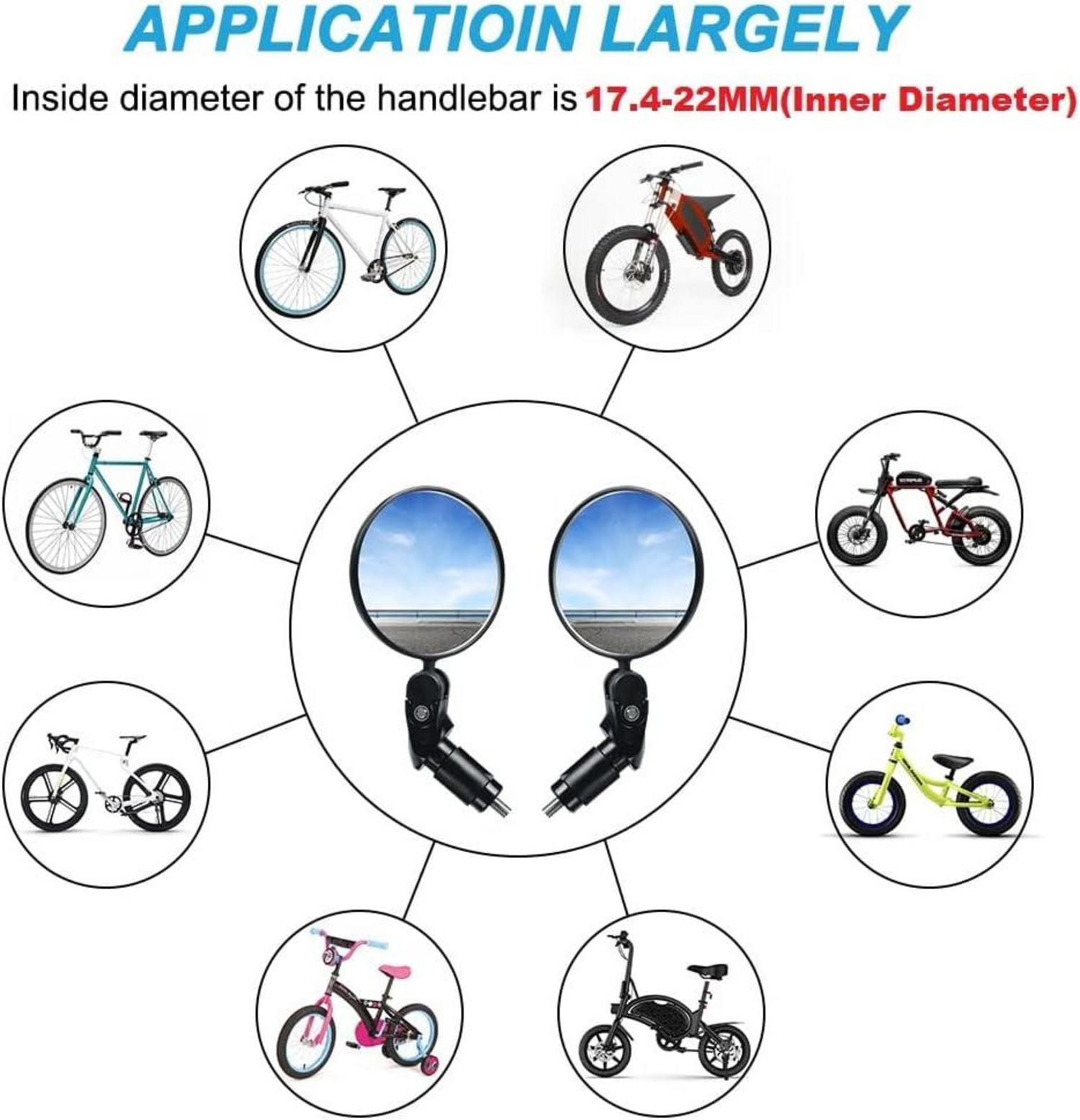 Fahrradspiegel 2er Pack 360° Universal Rückspiegel 17.4-22mm Einschraubspiegel