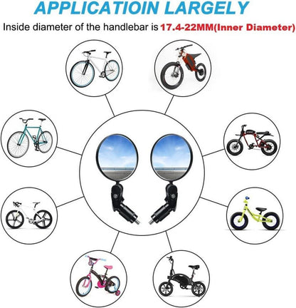 Fahrradspiegel 2er Pack 360° Universal Rückspiegel 17.4-22mm Einschraubspiegel